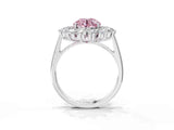 Silver Fancy Pink Round Cut Diamond Floral Double Halo Engagement Ring with Prong Setting_135