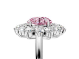 Silver Fancy Pink Round Cut Diamond Floral Double Halo Engagement Ring with Prong Setting_41
