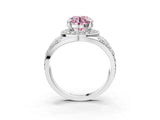 Silver Fancy Pink Round Cut Diamond Halo Ring with Split Shank and Bezel Accents and Four-Prong Setting_9