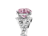 Silver Fancy Pink Round Cut Diamond  Halo Twist Band Solitaire Prong Setting Ring_17