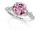 Silver Fancy Pink Round Cut Diamond Scattered Round Accent Ring with Prong Setting_1