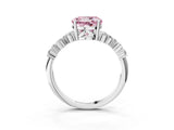 Silver Fancy Pink Round Cut Diamond Scattered Round Accent Ring with Prong Setting_3