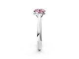 Silver Fancy Pink Round Cut Diamond Solitaire Engagement Ring with Cathedral Setting and Four-Prong Mount_14