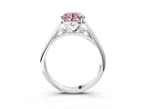 Silver Fancy Pink Round Cut Diamond Solitaire Engagement Ring with Cathedral Setting and Four-Prong Mount_15