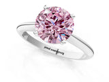 Silver Fancy Pink Round Cut Diamond Solitaire Engagement Ring with Classic Band and Four-Prong Setting_13