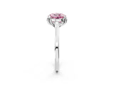 Silver Fancy Pink Round Cut Diamond Solitaire Ring with Flower Prong Setting and Classic Band_14