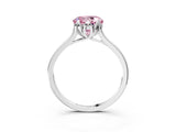Silver Fancy Pink Round Cut Diamond Solitaire Ring with Flower Prong Setting and Classic Band_15