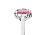 Silver Fancy Pink Round Cut Diamond Solitaire Ring with Flower Prong Setting and Classic Band_17