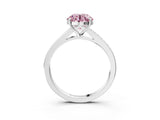 Silver Fancy Pink Round Cut Diamond Solitaire Ring with Pavé Band and Prong Setting_15