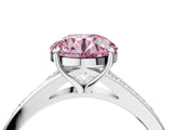 Silver Fancy Pink Round Cut Diamond Solitaire Ring with Pavé Band and Prong Setting_16