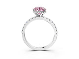 Silver Fancy Pink Round Cut Diamond Solitaire Ring with Round  Pavé Band and Four-Prong Setting_27