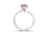 Silver Fancy Pink Round Cut Diamond Solitaire Ring with Thin Band and Prong Setting_3