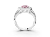 Silver Fancy Pink Round Cut Halo Diamond Engagement Ring with Pave Split Shank and Four-Prong Setting_36