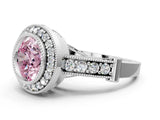 Silver Fancy Pink Round Cut Halo Diamond Split Shank Pave Ring_6