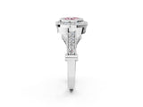 Silver Fancy Pink Round Cut Halo Diamond Split Shank Pave Ring_8