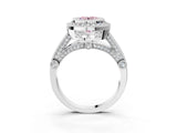 Silver Fancy Pink Round Cut Halo Diamond Split Shank Pave Ring_9