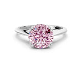 Silver Fancy Pink Round Cut Solitaire Diamond Ring with Six-Prong Setting and Classic Band_25