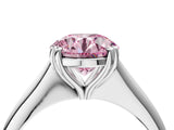 Silver Fancy Pink Round Cut Solitaire Diamond Ring with Six-Prong Setting and Classic Band_29