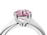 Silver Fancy Pink Round  Cut Solitaire Engagement Ring with Tapered Band and Four-Prong Setting 4