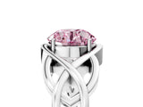 Silver Fancy Pink Round Cut Solitaire Intertwined Band Prong Setting Ring_11