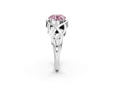 Silver Fancy Pink Round Cut Solitaire Intertwined Band Prong Setting Ring_8