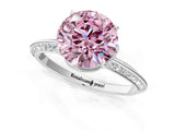 Silver Fancy Pink Round Cut Solitaire Split Shank Pave Diamond Engagement Ring with Four-Prong Setting_43