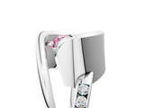 Silver Fancy Pink Round Cut Solitaire Tension-Set Diamond Split Shank Ring_11