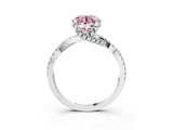 Silver Fancy Pink Round Cut Solitaire Twist Pave Diamond Engagement Ring with Prong Setting_69