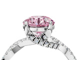 Silver Fancy Pink Round Cut Solitaire Twist Pave Diamond Engagement Ring with Prong Setting_70