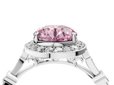 Silver Fancy Pink Round  Halo Diamond Engagement Ring with Twisted Band and Four-Prong Setting 4
