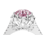 Silver Fancy Pink Round  Halo Diamond Floral Split Shank Engagement Ring 4