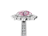 Silver Fancy Pink Round  Halo Milgrain Pave Diamond Ring with Four-Prong Setting 5