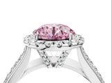 Silver Fancy Pink Round  Halo Round Diamond Pave Band with Prong Setting 5