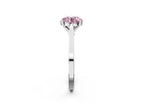 Silver Fancy Pink Round  Solitaire Diamond Ring with Four-Prong Setting and Tapered Band 2