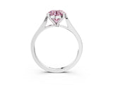 Silver Fancy Pink Round  Solitaire Diamond Ring with Four-Prong Setting and Tapered Band 3