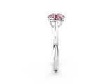 Silver Fancy Pink Round  Solitaire Diamond Ring with Split Shank and Four-Prong Setting_14