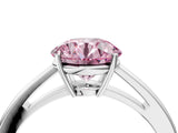 Silver Fancy Pink Round  Solitaire Diamond Ring with Split Shank and Four-Prong Setting_16