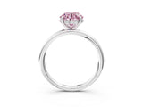 Silver Fancy Pink Round  Solitaire Diamond Ring with a Classic Band and Four-Prong Setting 4