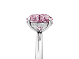 Silver Fancy Pink Round  Solitaire Diamond Ring with a Classic Band and Four-Prong Setting