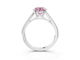 Silver Fancy Pink Round  Solitaire Engagement Ring with Four-Prong Setting and Classic Band 3