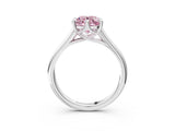 Silver Fancy Pink Round  Solitaire Engagement Ring with Six-Prong Setting and Classic Band 3