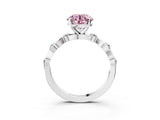 Silver Fancy Pink Round  Solitaire Twisted Band with Prong Setting 4