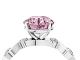 Silver Fancy Pink Round  Solitaire Twisted Band with Prong Setting 5