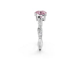 Silver Fancy Pink Round  Solitaire Twisted Pave Diamond Ring with Four-Prong Setting_2