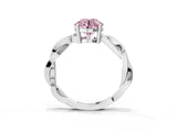 Silver Fancy Pink Round  Solitaire Twisted Pave Diamond Ring with Four-Prong Setting_3