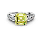 Silver Fancy Yellow Asscher Cut Brilliant Diamond Pavé Band with Six-Prong Setting_22