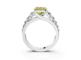 Silver Fancy Yellow Asscher Cut Brilliant Diamond Pavé Band with Six-Prong Setting_25
