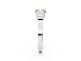 Silver Fancy Yellow Asscher Cut Brilliant Solitaire Diamond Ring with Channel Set Band and Bar Prong Setting_8