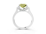 Silver Fancy Yellow Asscher Cut Brilliant Solitaire Diamond Ring with Channel Set Band and Bar Prong Setting_9