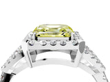 Silver Fancy Yellow Asscher Cut Cut Diamond Halo Engagement Ring with Open Split Pavé Band_10
